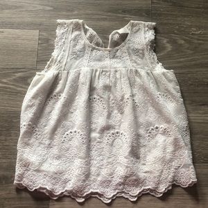 Women’s White Sleeveless Lace Blouse in Size S